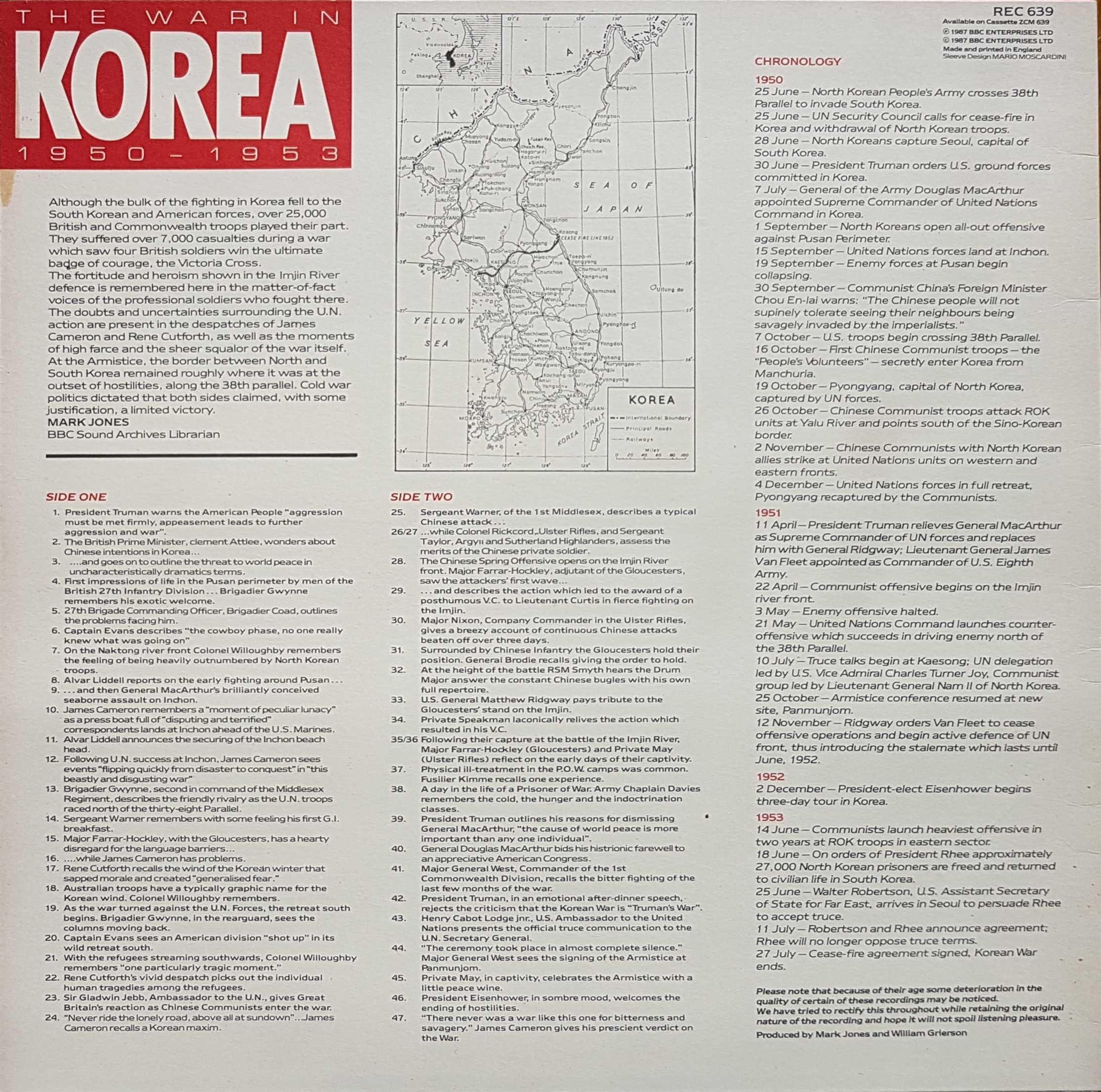 Picture of REC 639 The war in Korea by artist Various from the BBC records and Tapes library